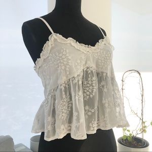 Cutest White Floral Embroidered Cami Made in Peru